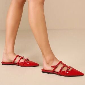 Steve Madden Shatter Red Patent Mules Slip On